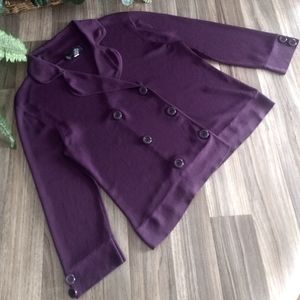 Cable and gauge doublebreast eggplant caridigan XL